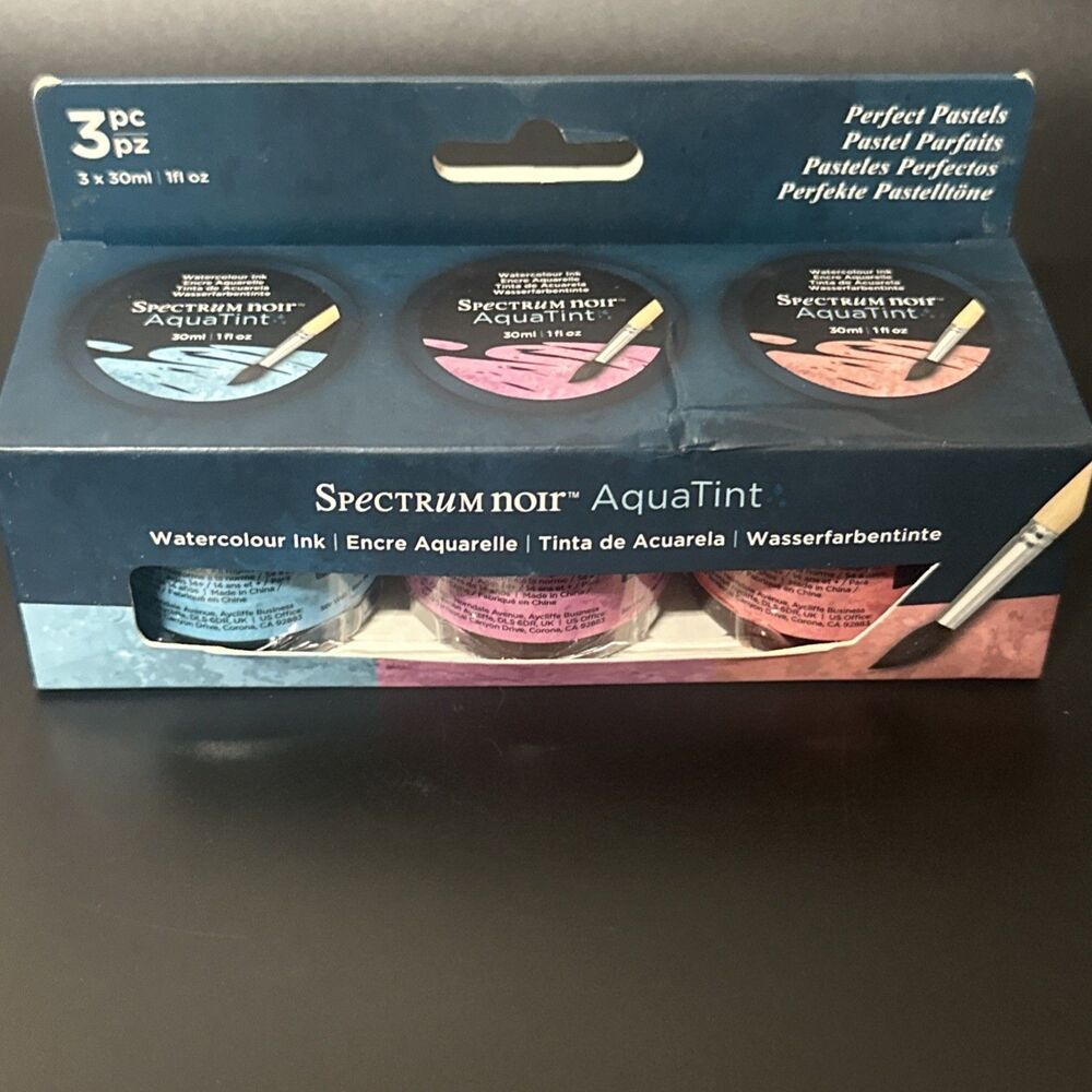 Spectrum Noir AquaTint Watercolour Ink 3-pack 1 Fl Oz New Sealed Perfect pastels